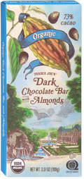 Trader Joe's Organic Dark Chocolate Bar with Almonds, 100g