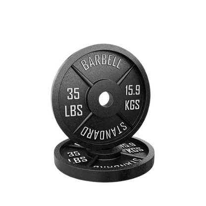 Squat Rack, Bench, Barbell & Weight Plates Stack