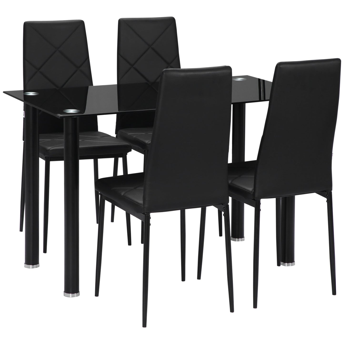 Adam Modern Space-Saving Dining Set for 4-Black