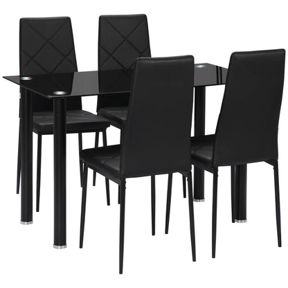 Adam Modern Space-Saving Dining Set for 4-Black