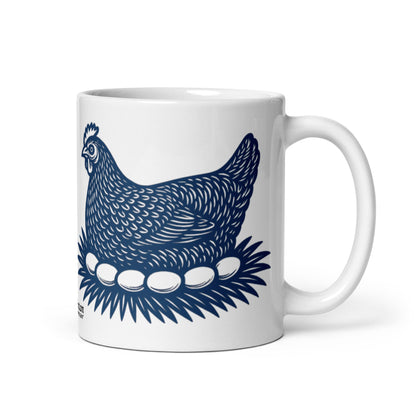 Retro Blue Hen White glossy mug