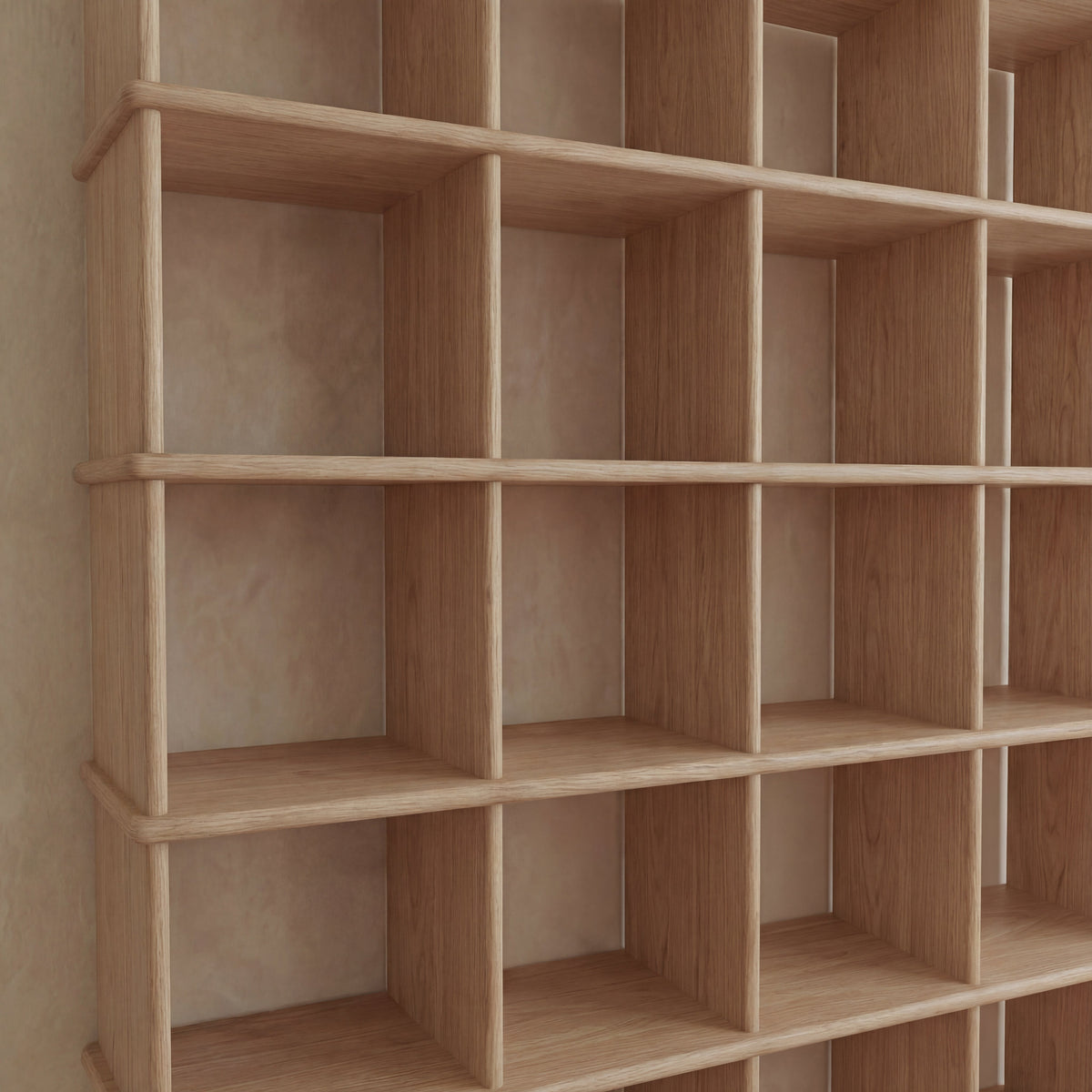 Cube bookshelf in white oak