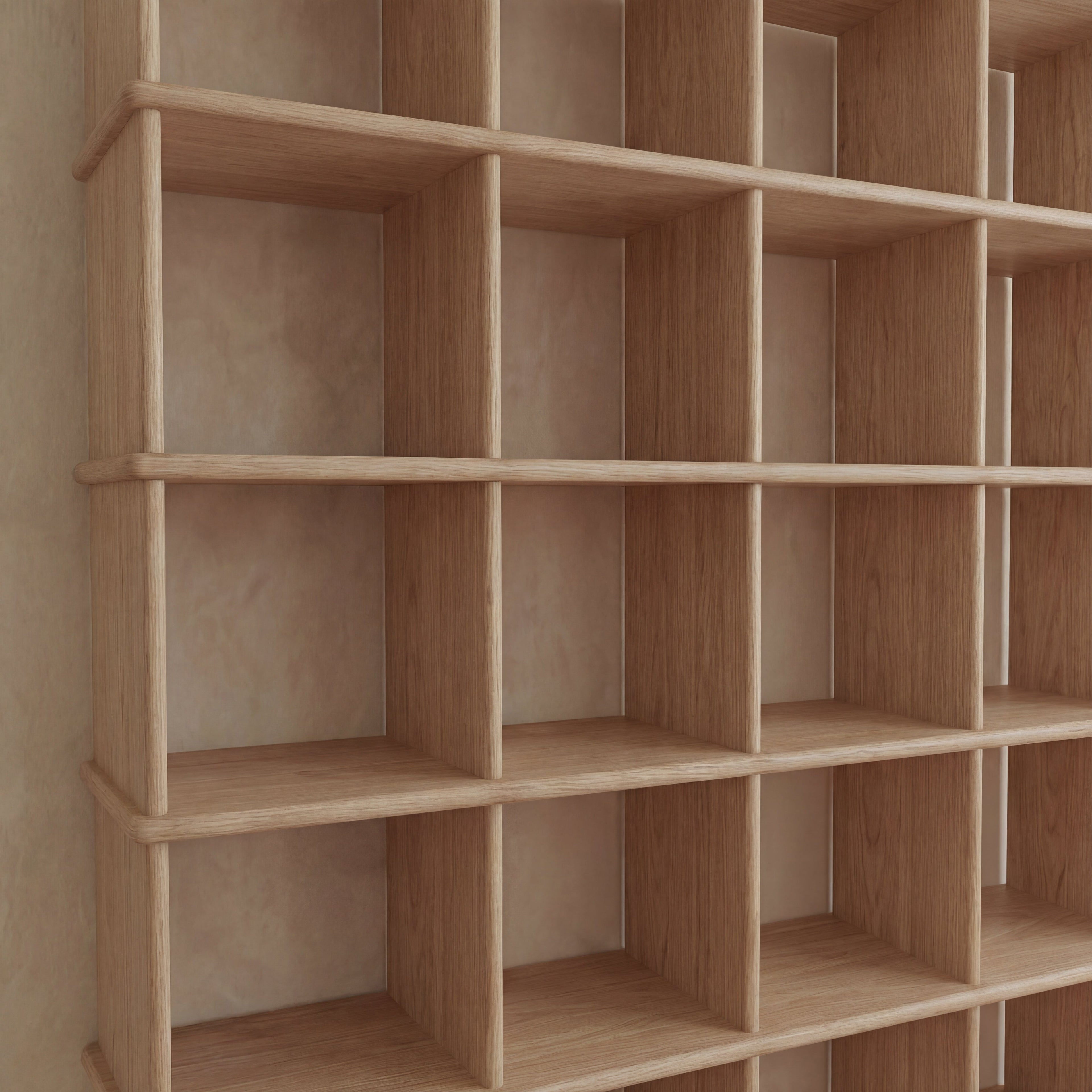 Cube bookshelf in white oak