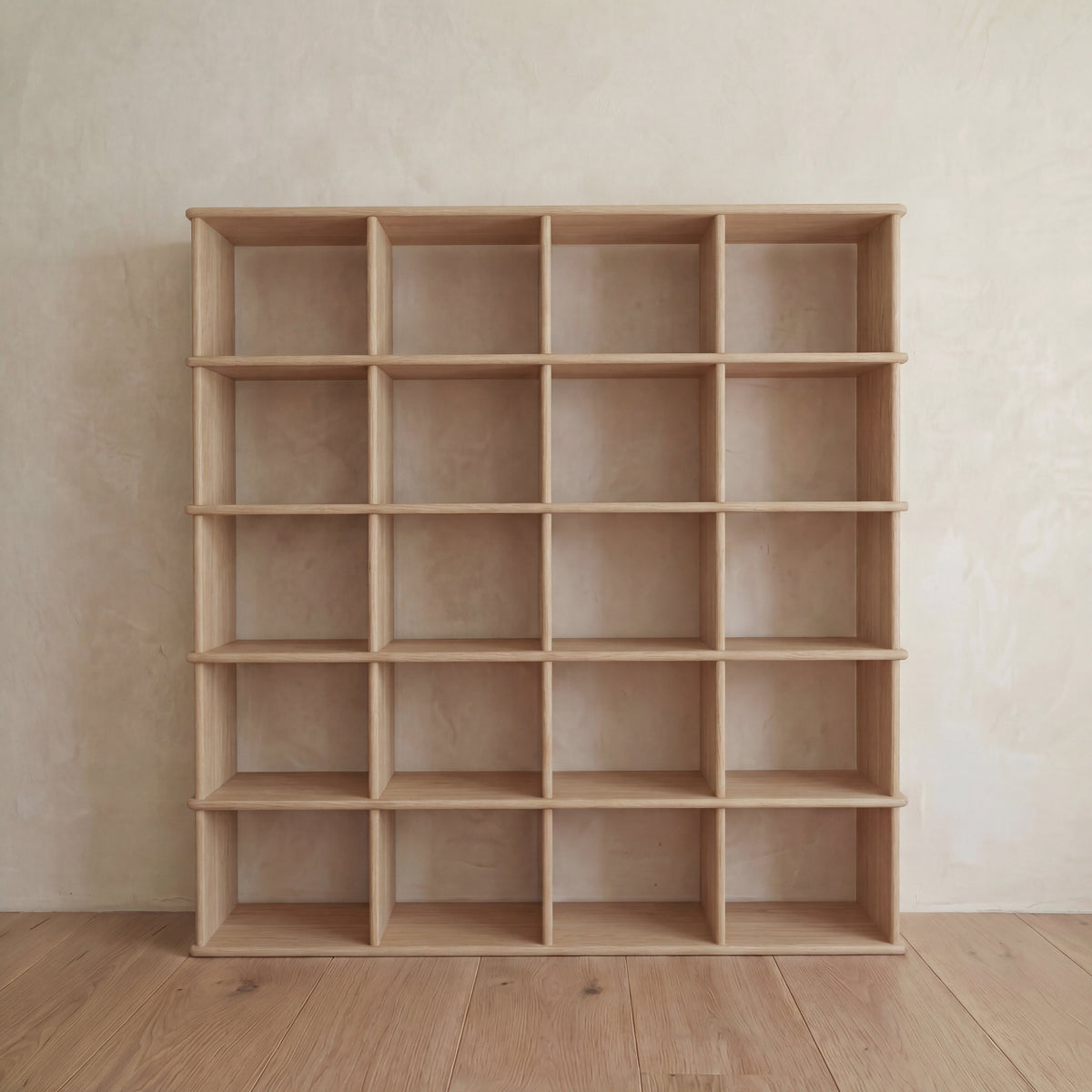 Cube bookshelf in white oak