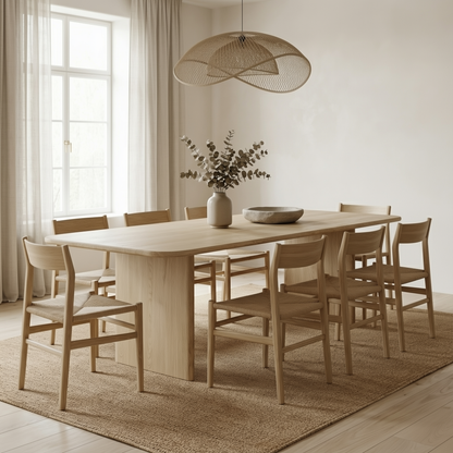8 person dining table in white oak