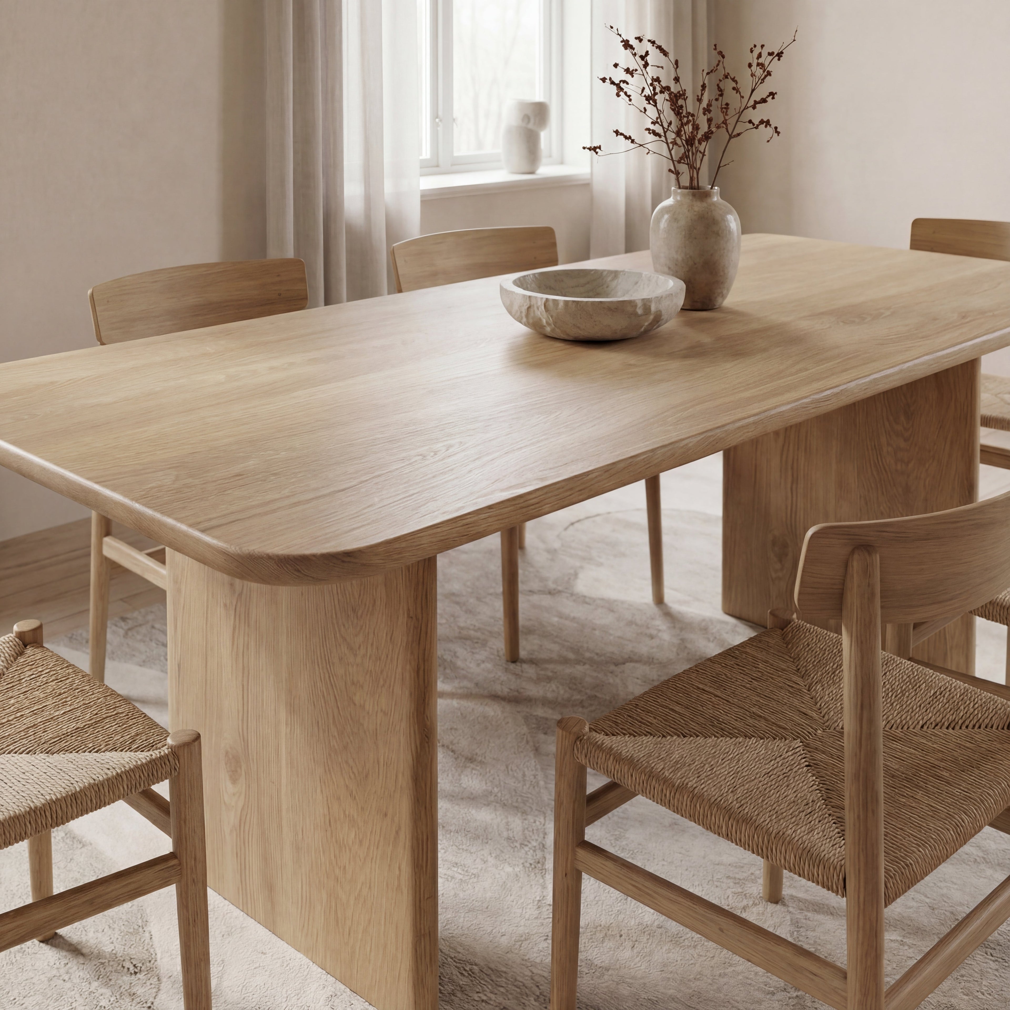 6 person dining table in white oak