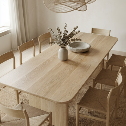 8 person dining table in white oak