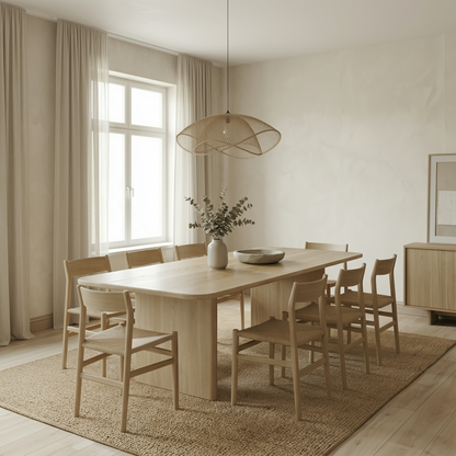 8 person dining table in white oak