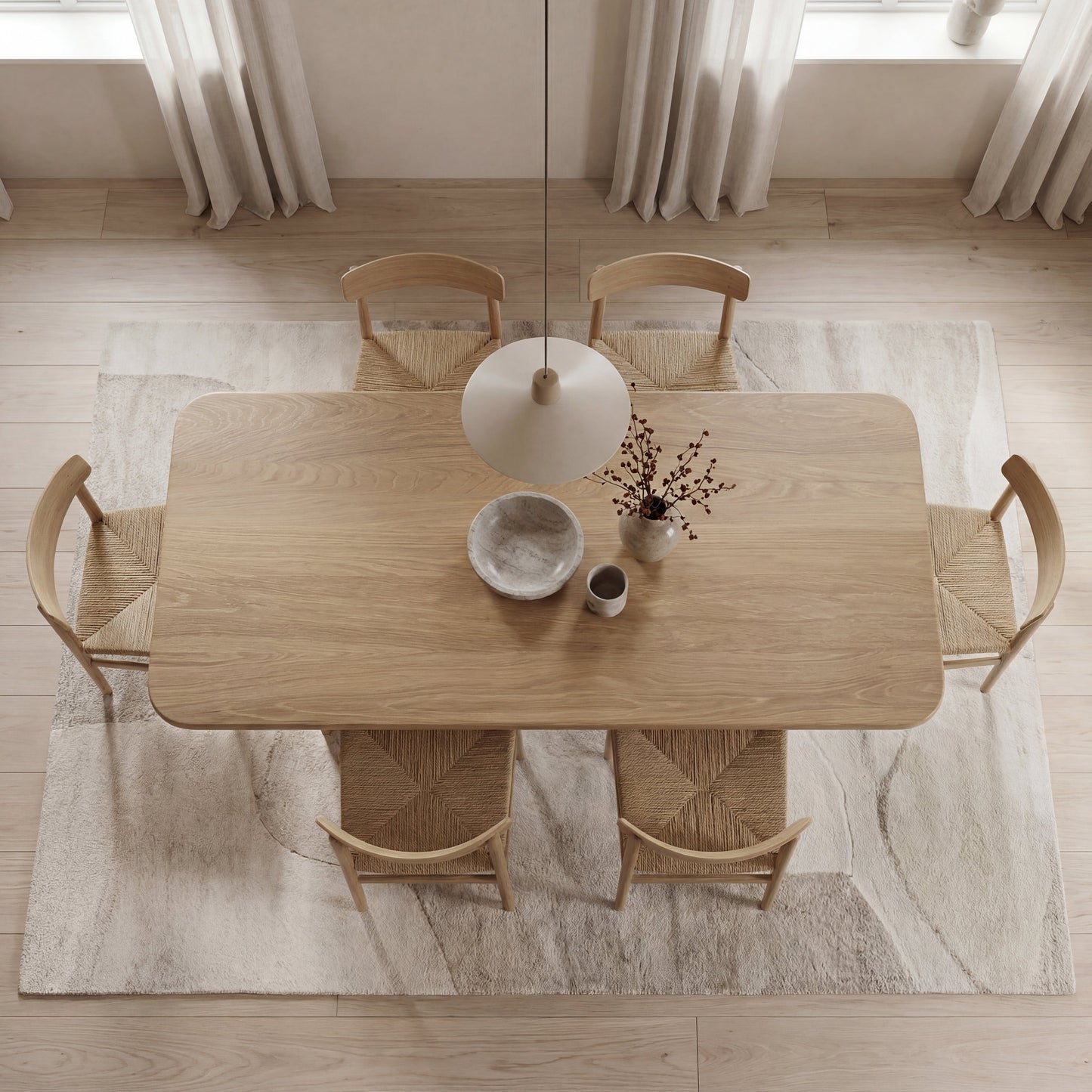 6 person dining table in white oak
