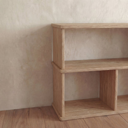 65 inch bookshelf TV stand in white oak