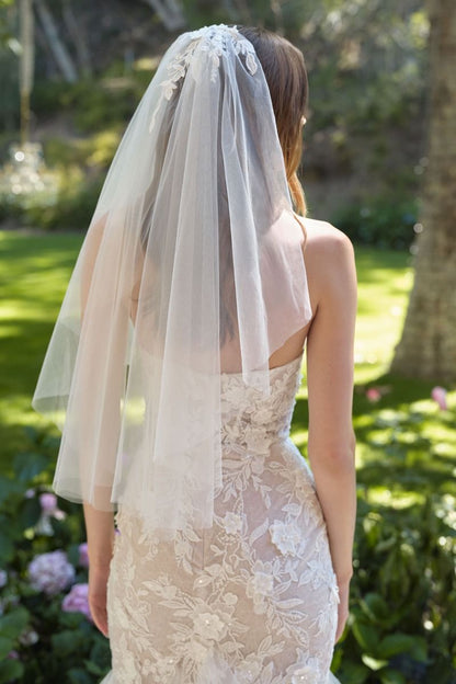 3D floral lace embroidery with layered
