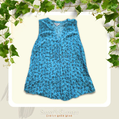 Women's Northern Reflections Blue Floral Button - Up Sleeveless Blouse [XL] - Products Added