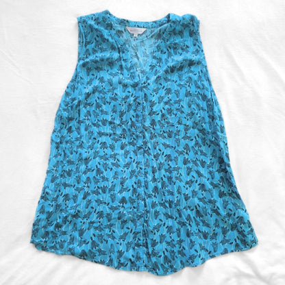 Women's Northern Reflections Blue Floral Button - Up Sleeveless Blouse [XL] - Products Added