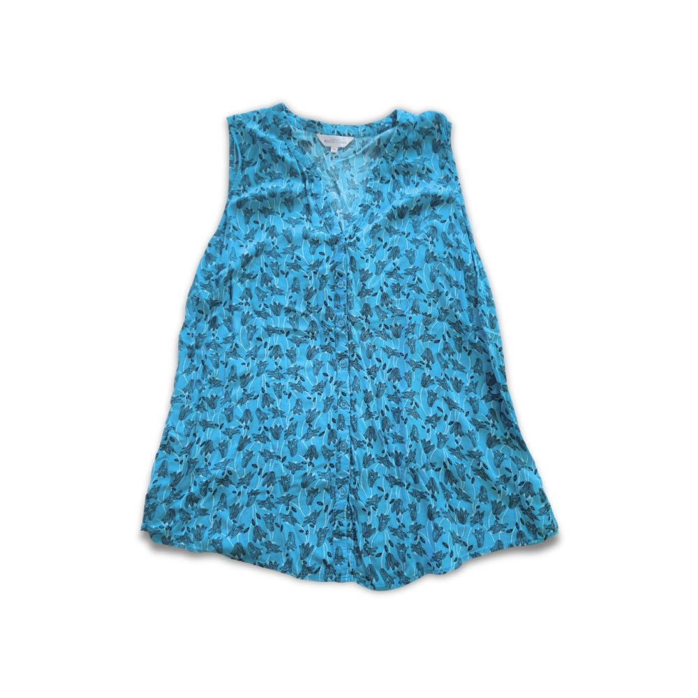 Women's Northern Reflections Blue Floral Button - Up Sleeveless Blouse [XL] - Products Added