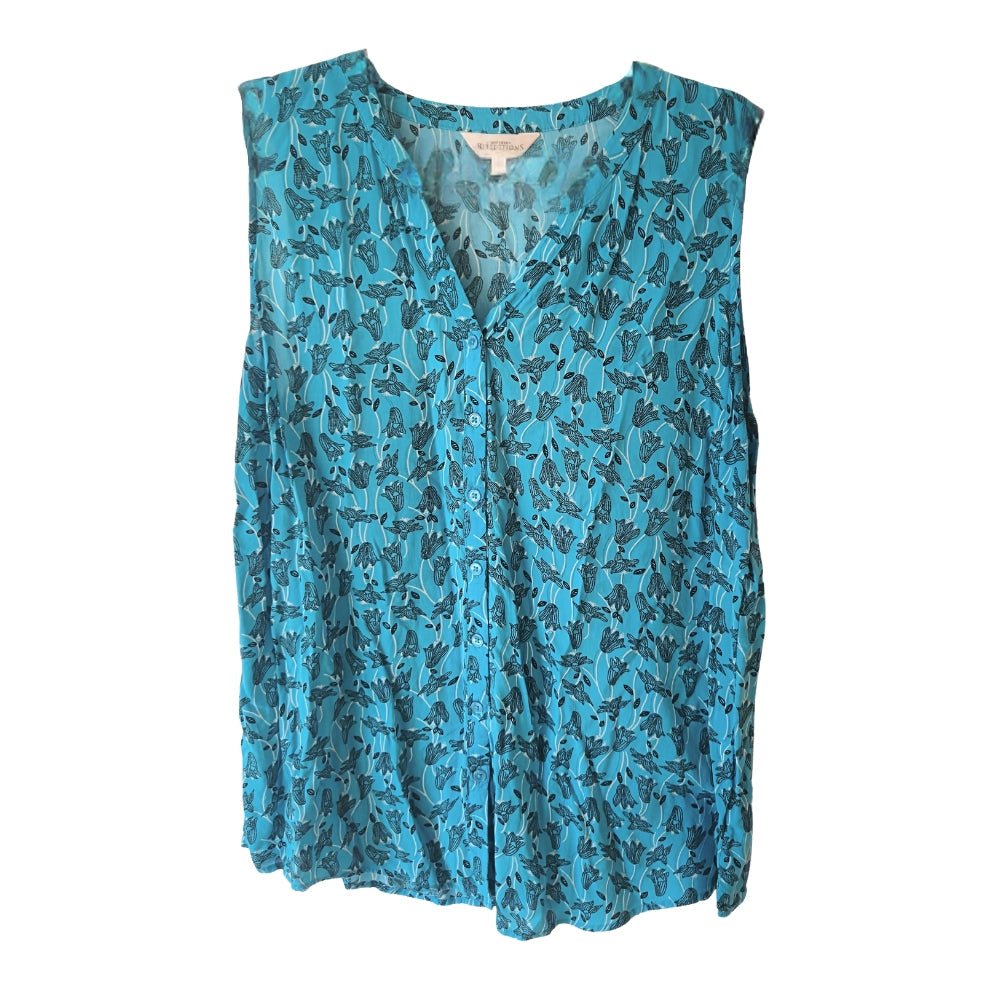 Women's Northern Reflections Blue Floral Button - Up Sleeveless Blouse [XL] - Products Added