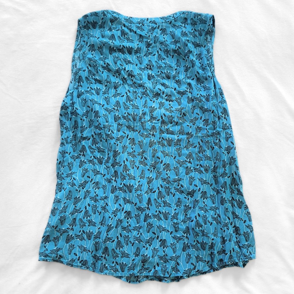 Women's Northern Reflections Blue Floral Button - Up Sleeveless Blouse [XL] - Products Added