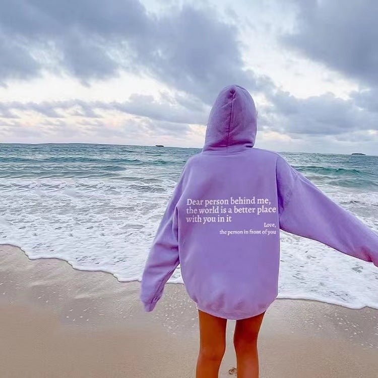 Women's Plush Letter Printed Kangaroo Pocket Hoodie | Cozy Pullover - Royal Eagles Promise of Peace
