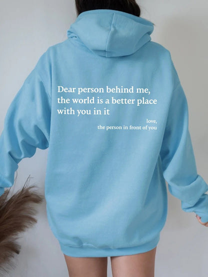 Women's Plush Letter Printed Kangaroo Pocket Hoodie | Cozy Pullover - Royal Eagles Promise of Peace