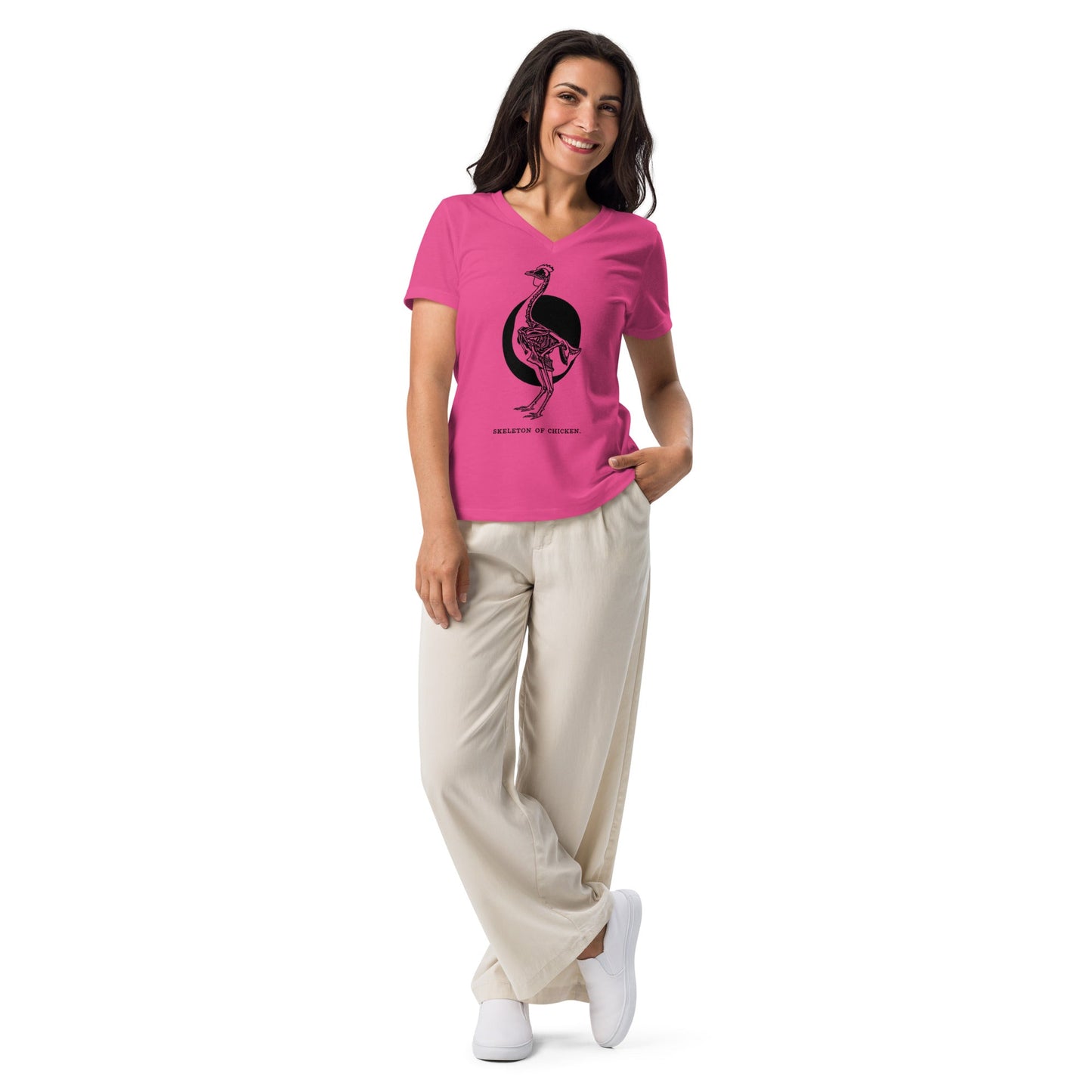 Retro Chicken Skelton Women’s relaxed v-neck t-shirt