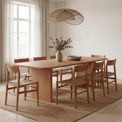 8 person dining table in red oak
