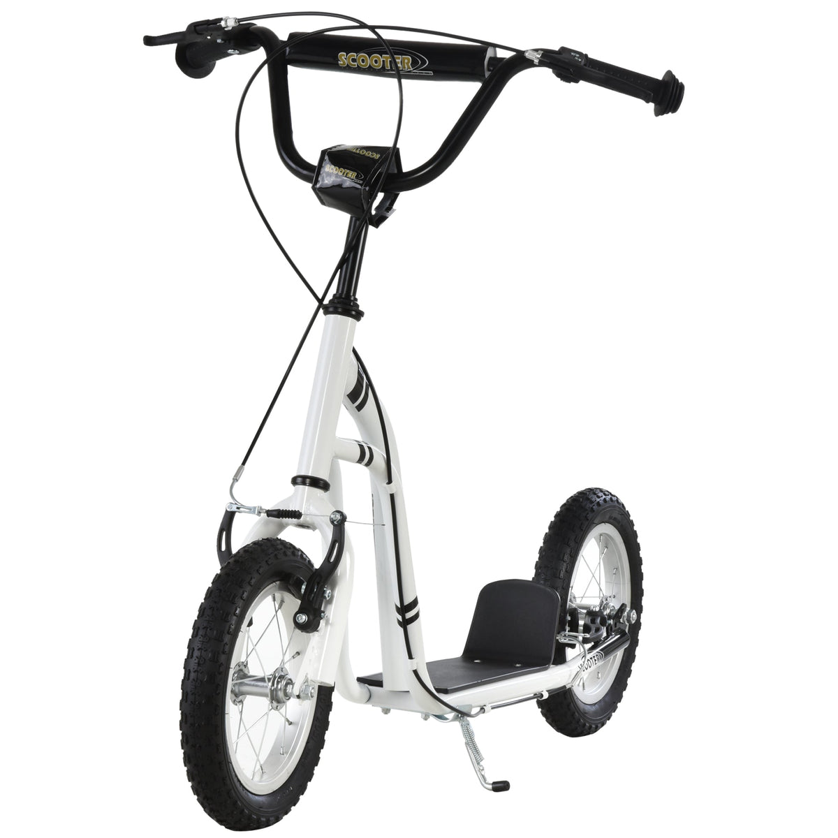 Dual Brakes Kick Scooter 12-Inch Inflatable Front Wheel Ride On Toy for Age 5+, Blue