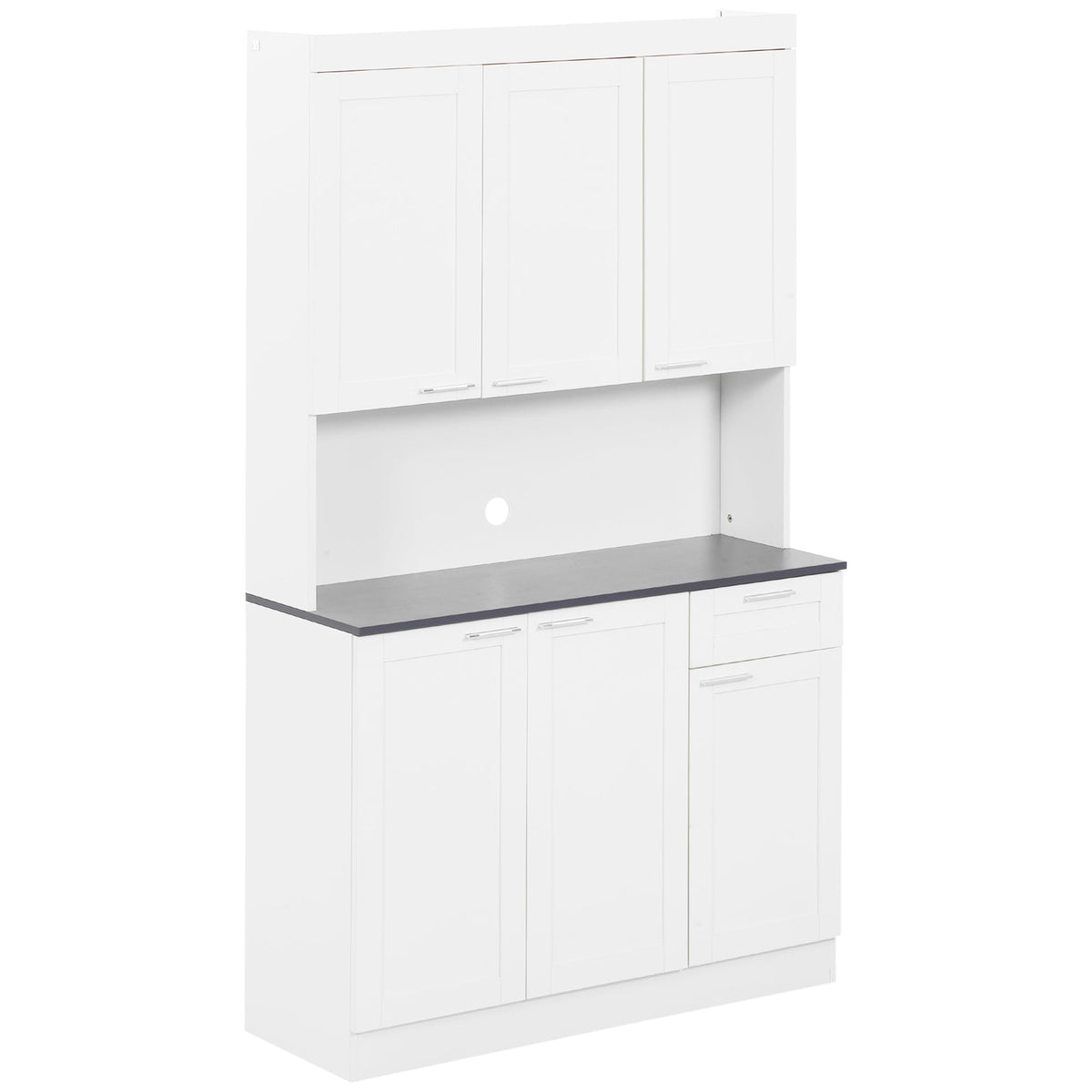 71" Kitchen Pantry Cabinet, Storage Buffet with Hutch, Adjustable Shelves,Cable Management for Kitchen, Living Room, High Gloss White