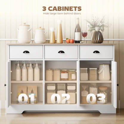 46.5" Buffet Cabinet, Farmhouse Sideboard with 3 Barn Doors and 3 Drawers for Living Room, Kitchen, Black