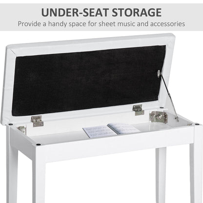 30" Piano Bench with Padded Cushion and Storage, Faux Leather Keyboard Bench with Solid Wood Legs, Black
