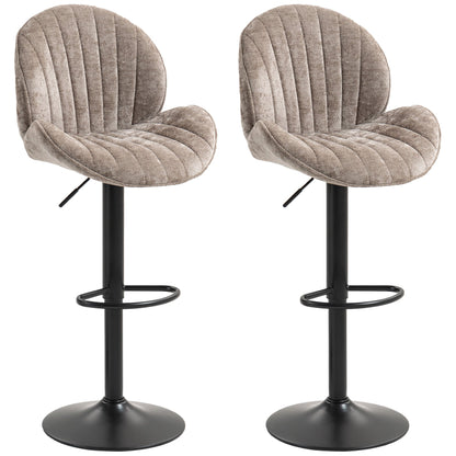 Bar Stools Set of 2, Swivel Barstools with Back, Adjustable Height and Footrest for Kitchen Island, Dining Room, Beige