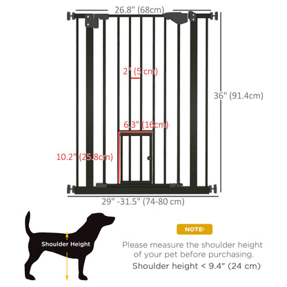 36" Easy Open Indoor Dog Gates for Doorways, House, Stair - White