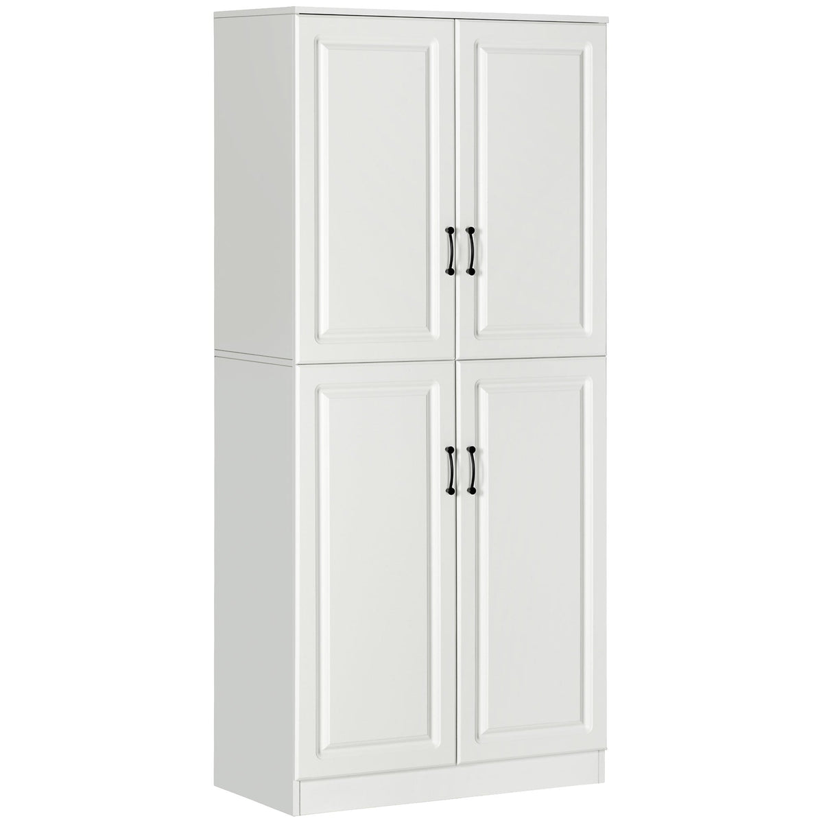 71" Freestanding Kitchen Pantry Cabinet, Storage Cabinet with 4 Hinged Doors and Adjustable Shelves, Black