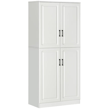 71" Freestanding Kitchen Pantry Cabinet, Storage Cabinet with 4 Hinged Doors and Adjustable Shelves, Black