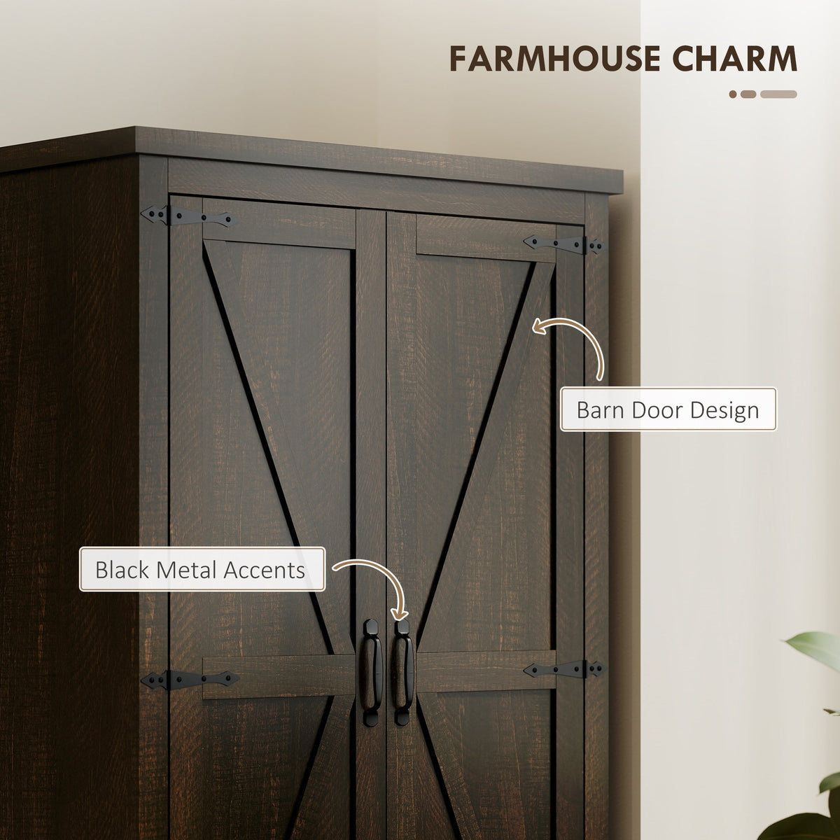 Farmhouse Kitchen Pantry Storage Cabinet, 64" Freestanding Kitchen Pantry Cabinet with Drawers, Distressed Black