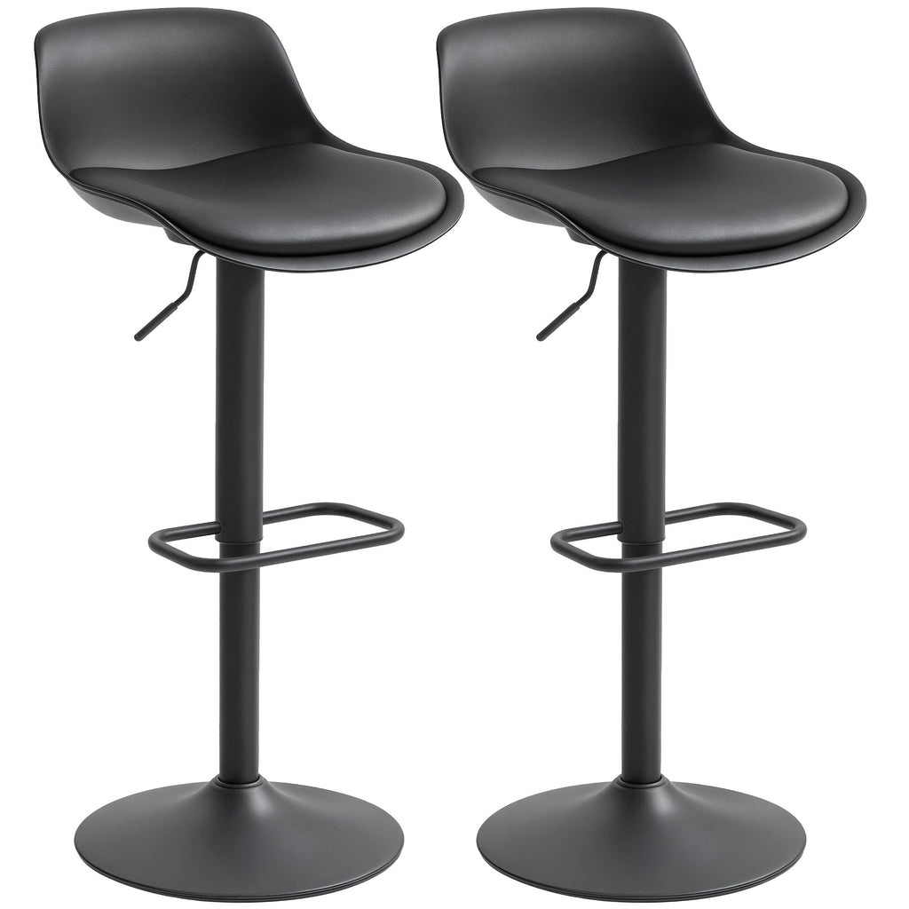 Zee Counter Height/Bar Stools Set of 2 with Adjustable Height and Swivel Seat-Black