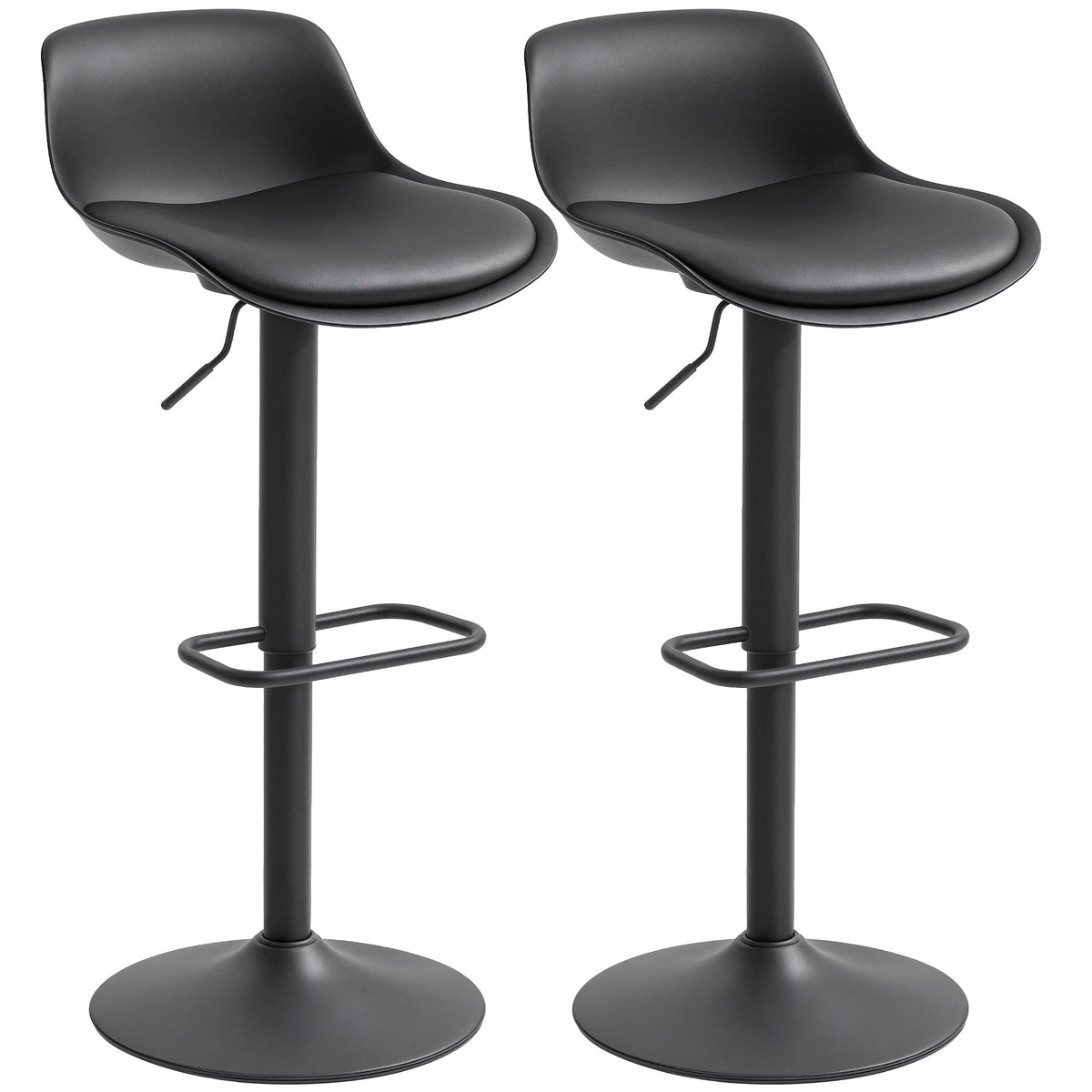 Zee Counter Height/Bar Stools Set of 2 with Adjustable Height and Swivel Seat-Black