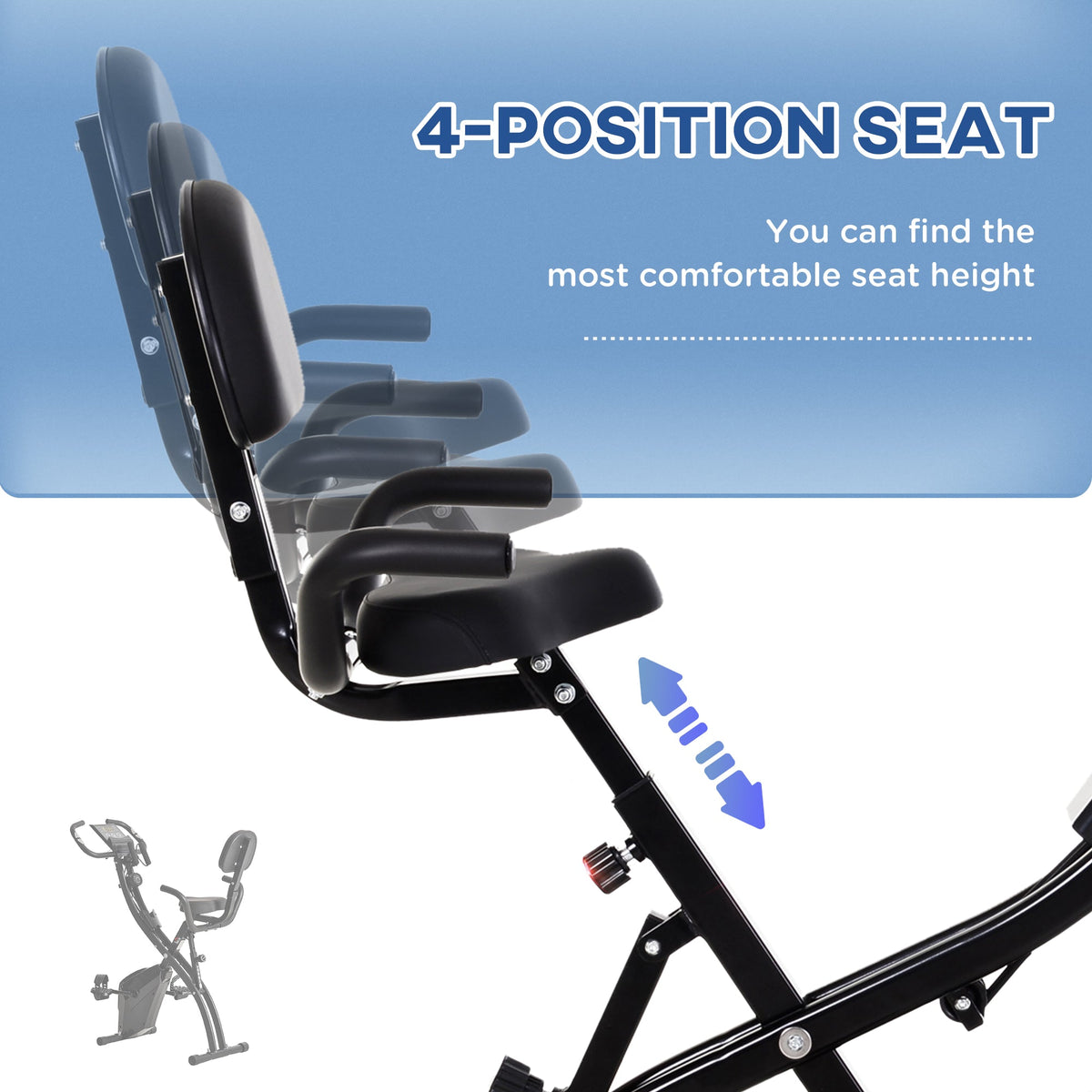3 in 1 Folding Exercise Bike, Foldable Stationary Bike with 8-Level Magnetic Resistance, Adjustable Seat, Black