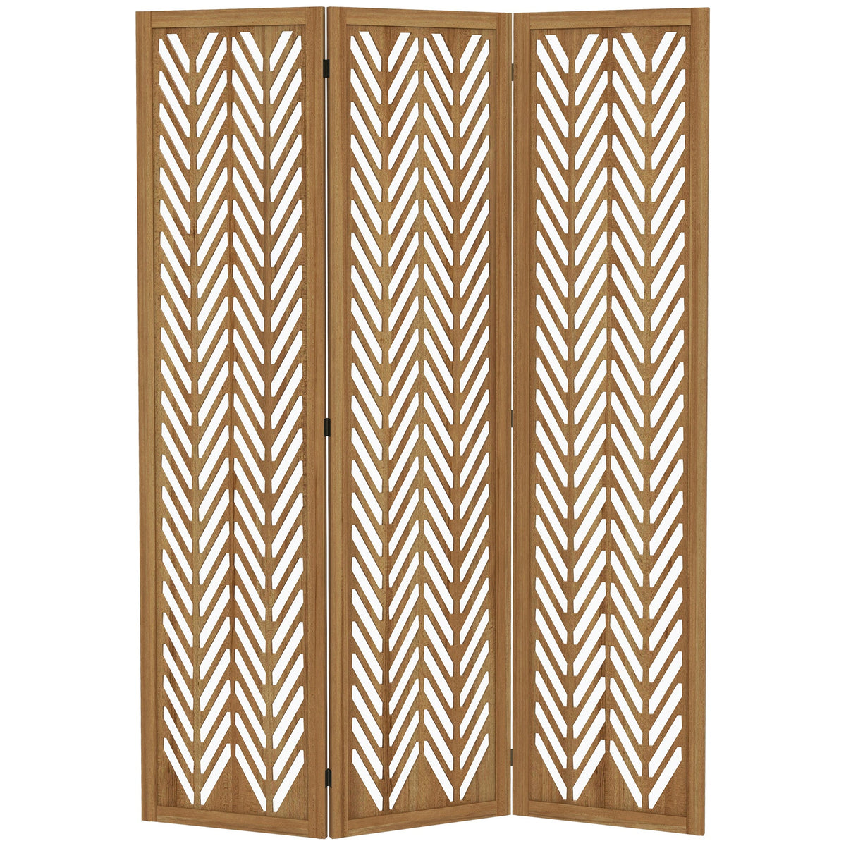 3 Panel Room Divider, 5.6ft Tall Wood Folding Privacy Screens, Freestanding Partition Wall Dividers, Light Brown
