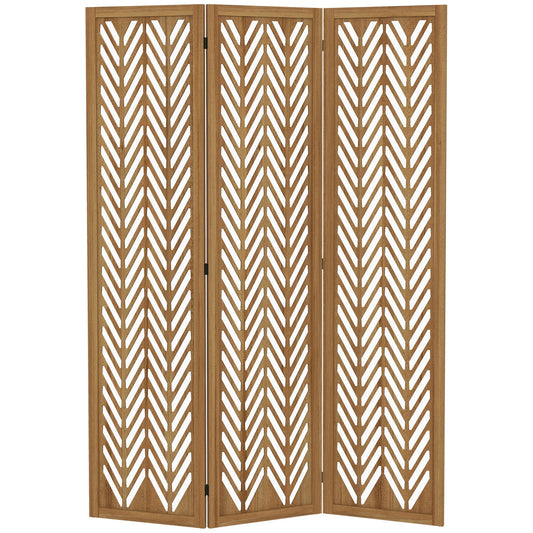 3 Panel Room Divider, 5.6ft Tall Wood Folding Privacy Screens, Freestanding Partition Wall Dividers, Light Brown