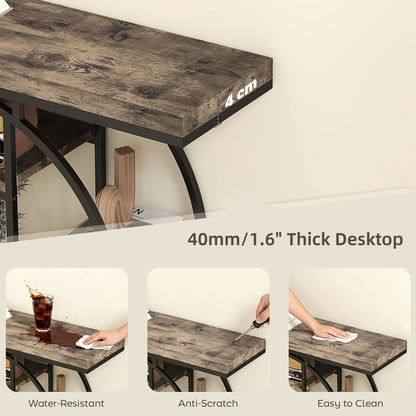 39.4" Console Table with Storage Shelves, Industrial Sofa Table for Living Room, Hallway, Rustic Brown