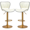 Maxi Counter Height Bar Stools Set of 2-Adjustable Height and Swivel Seat-White/Gold
