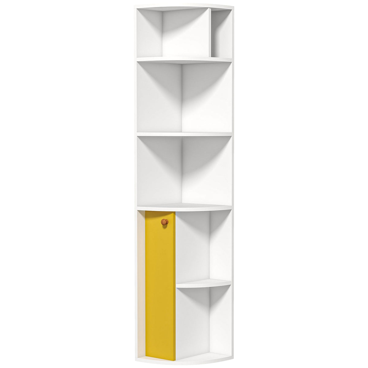 5-Tier Corner Bookcase, Storage Bookshelf, Freestanding Display Shelves with Open Compartments and Cabinet for Home Office, Living Room, Study, Black