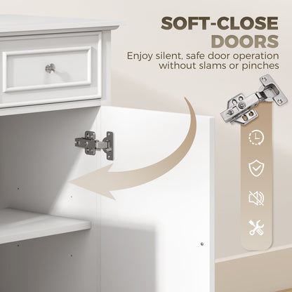 Sideboard Buffet Cabinet, 54" Kitchen Storage Cabinet with Soft-Close Doors, 3 Drawers and 2 Adjustable Shelves, White