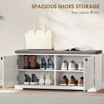 Shoe Storage Bench with Padded Seat, Entryway Bench Holds up to 352 lb, Shoe Organizer, 8 Pairs, Light Grey