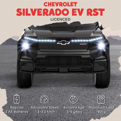 12V CHEVROLET SILVERADO EV RST Licensed Kids Car w/ Remote, Spring Suspension, Soft Start, Training Wheels, Black