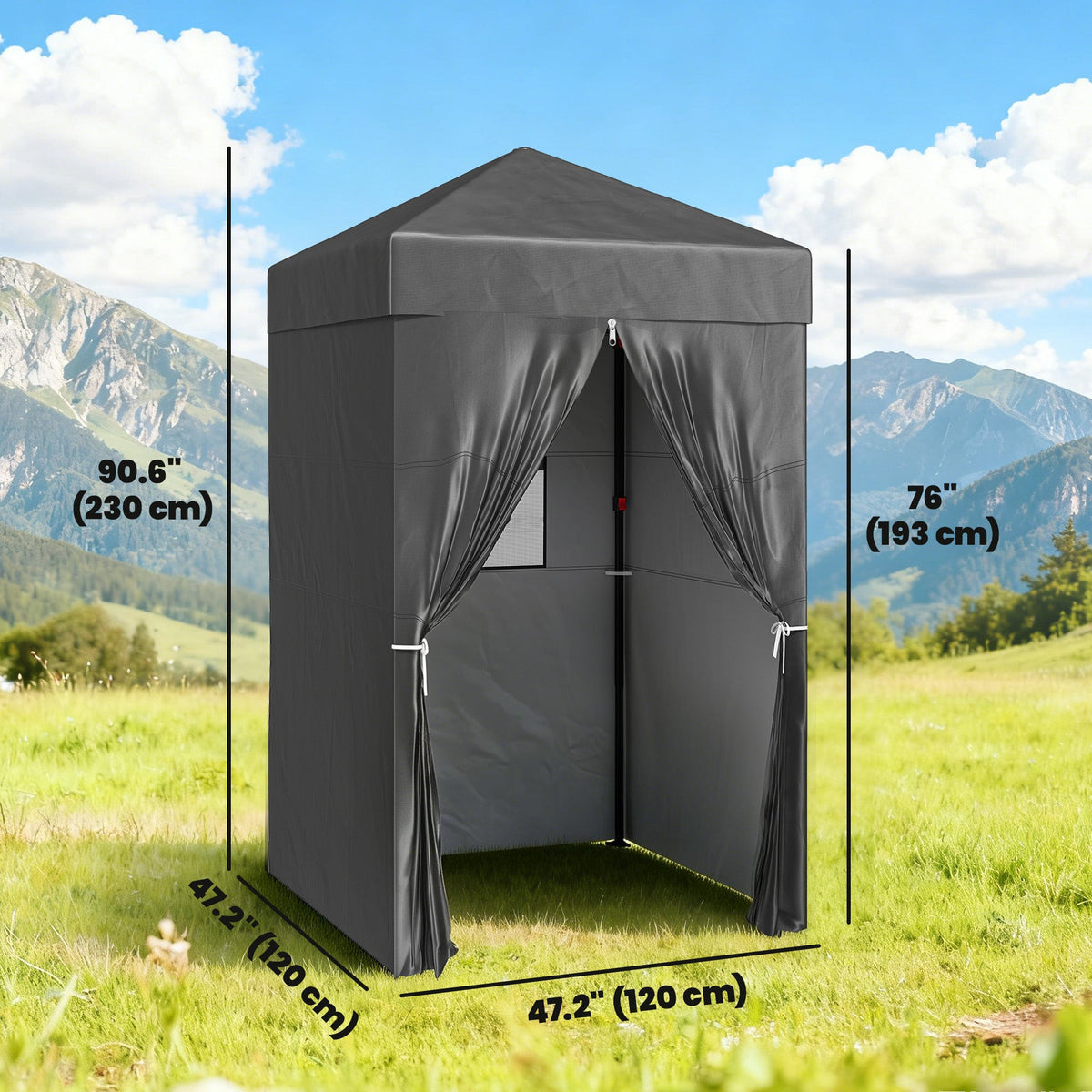 4 x 4 ft Compact Pop Up Canopy Tent, UPF 50+ Changing Room, Portable Instant Privacy Canopy with Mesh Window, Black