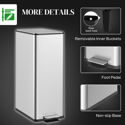 5.3 gal/20 L Stainless Steel Kitchen Garbage Can with Soft-close Lid, Foot Pedal, Fingerprint-Proof, Black