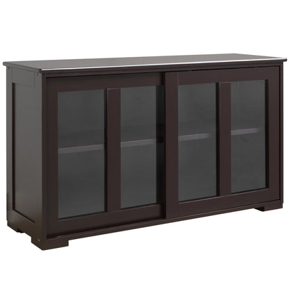 Modern Kitchen Sideboard, Stackable Storage Cabinet, Sliding Glass Door Console, Cupboard Serving Buffet for Kitchen & Dining Room, Black