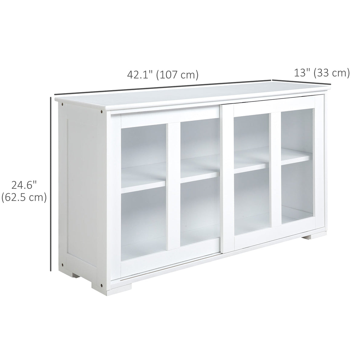 Modern Kitchen Sideboard, Stackable Storage Cabinet, Sliding Glass Door Console, Cupboard Serving Buffet for Kitchen & Dining Room, Black
