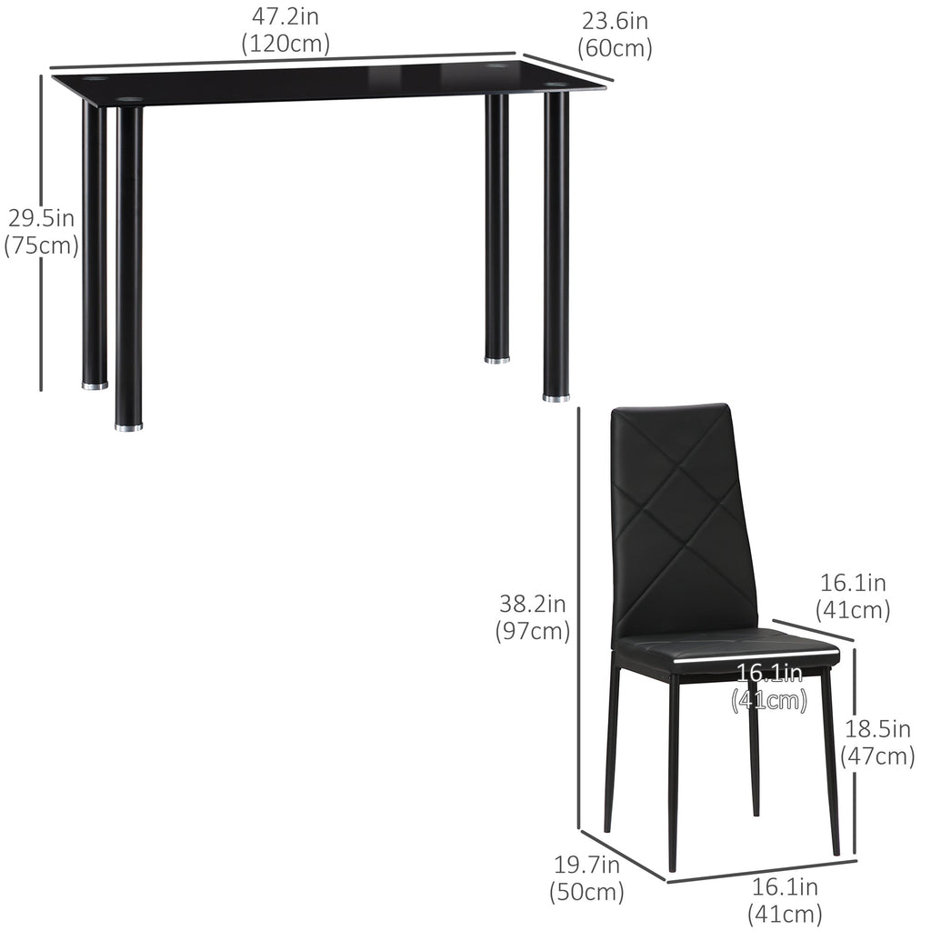 Adam Modern Space-Saving Dining Set for 4-Black