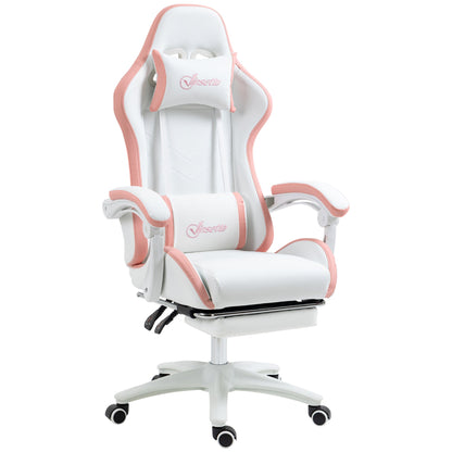 Computer Gaming Chair, PU Leather Office Desk Chair with Footrest, Swivel Wheels, 135° Reclining Back, Black
